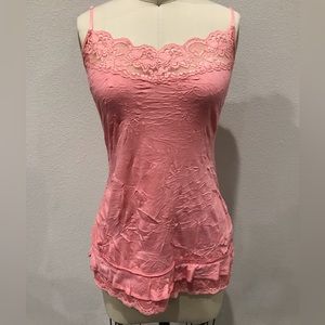 Charlotte Russe Pink Wrinkled Tank Top size Small